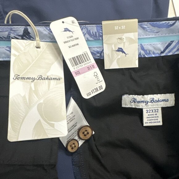 Tommy Bahama Boracay Flat Front Chino Pants Mens 32 x 32 Maritime Navy Blue - Picture 12 of 12